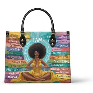 Women's Afroessence Afroyla African Black Leather Bag Valentine's Day Gifts